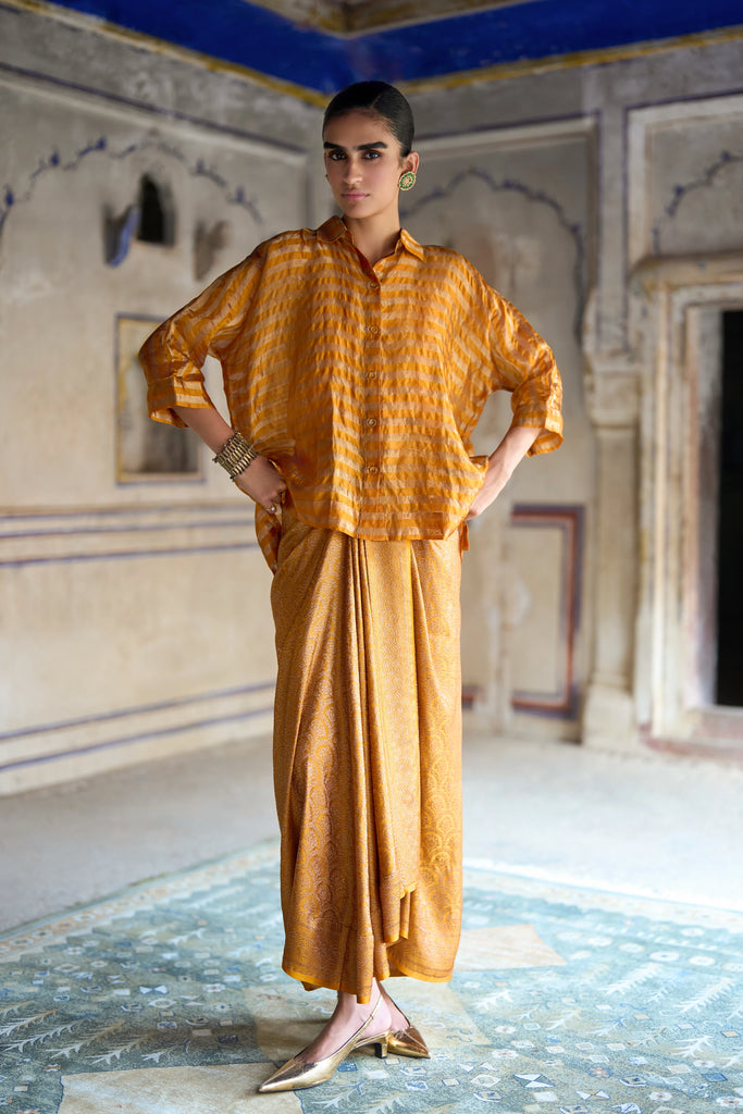 BENARES TISSUE RELAXED FIT SHIRT dash and dot