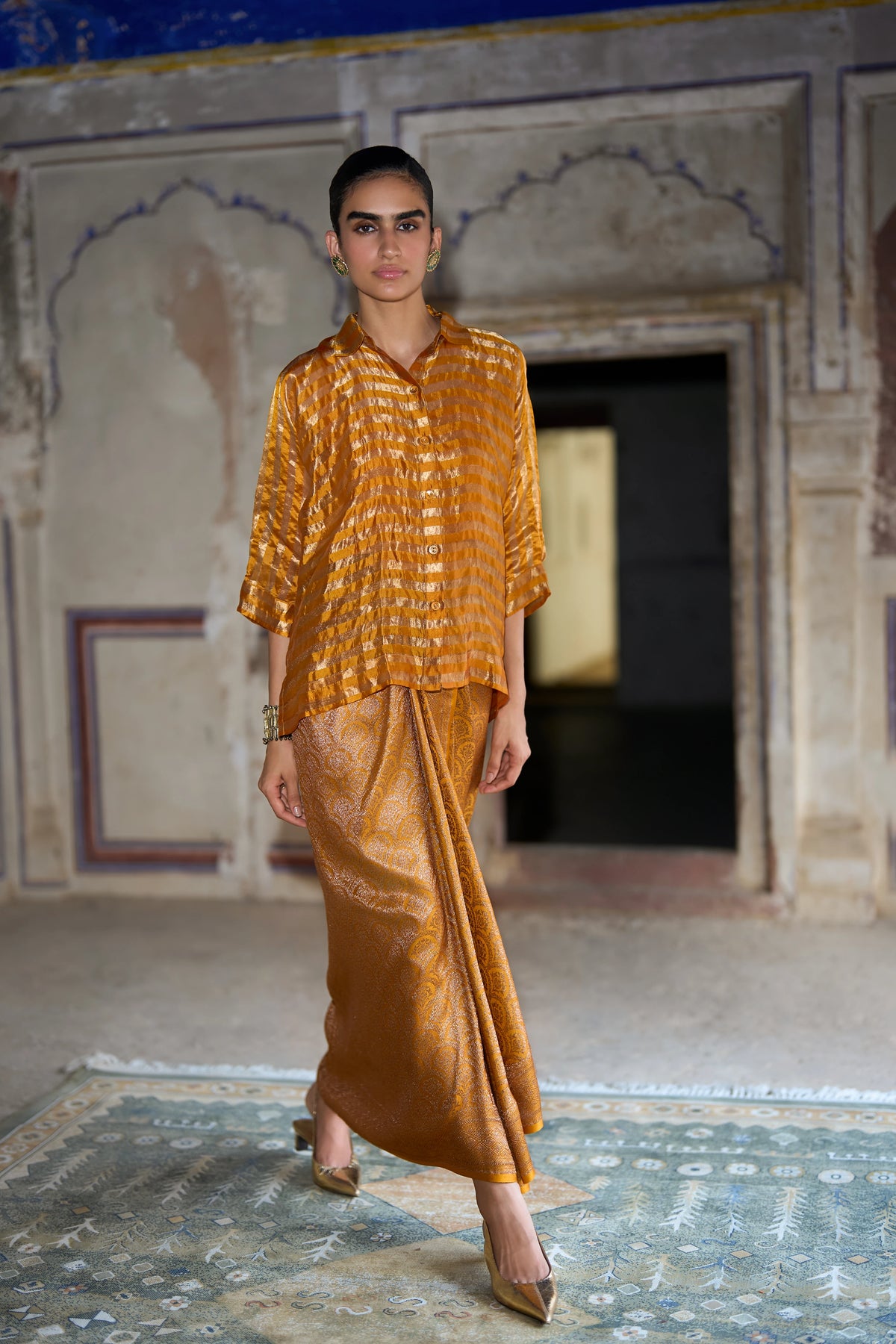 BENARES BROCADE DRAPE SKIRT