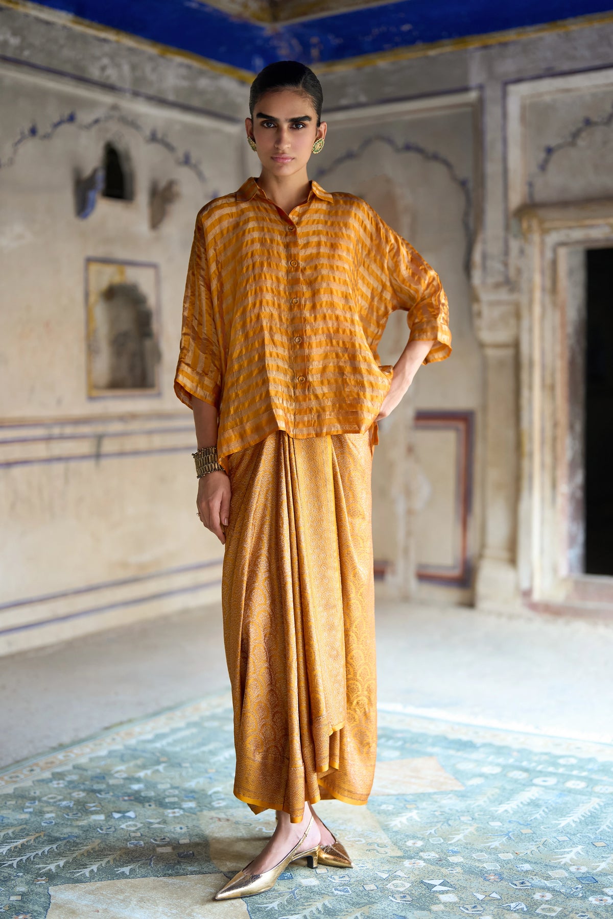 BENARES BROCADE DRAPE SKIRT