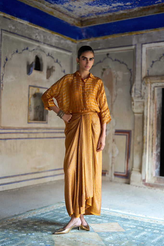 BENARES BROCADE DRAPE SKIRT dash and dot