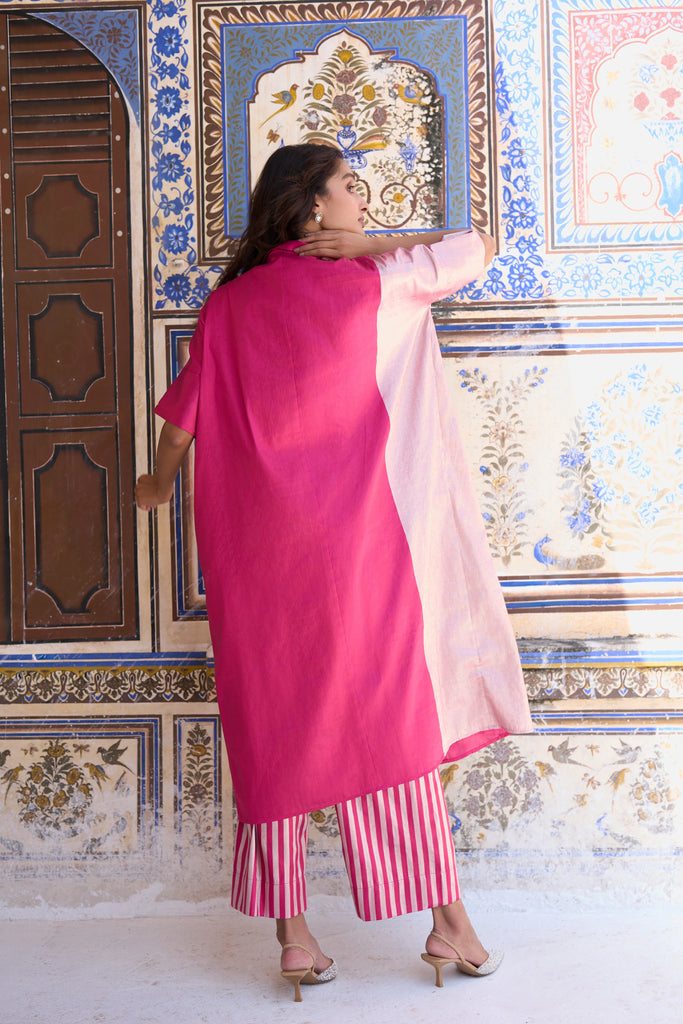 BENARES TISSUE COLOUR BLOCKED LONGLINE TOP dash and dot