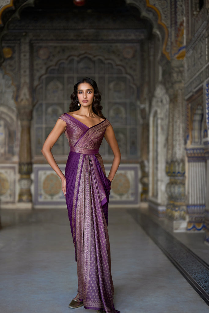 BENARES BROCADE SARI GOWN dash and dot