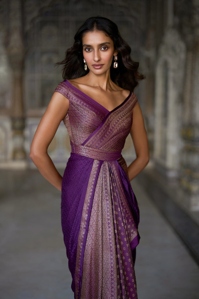 BENARES BROCADE SARI GOWN dash and dot