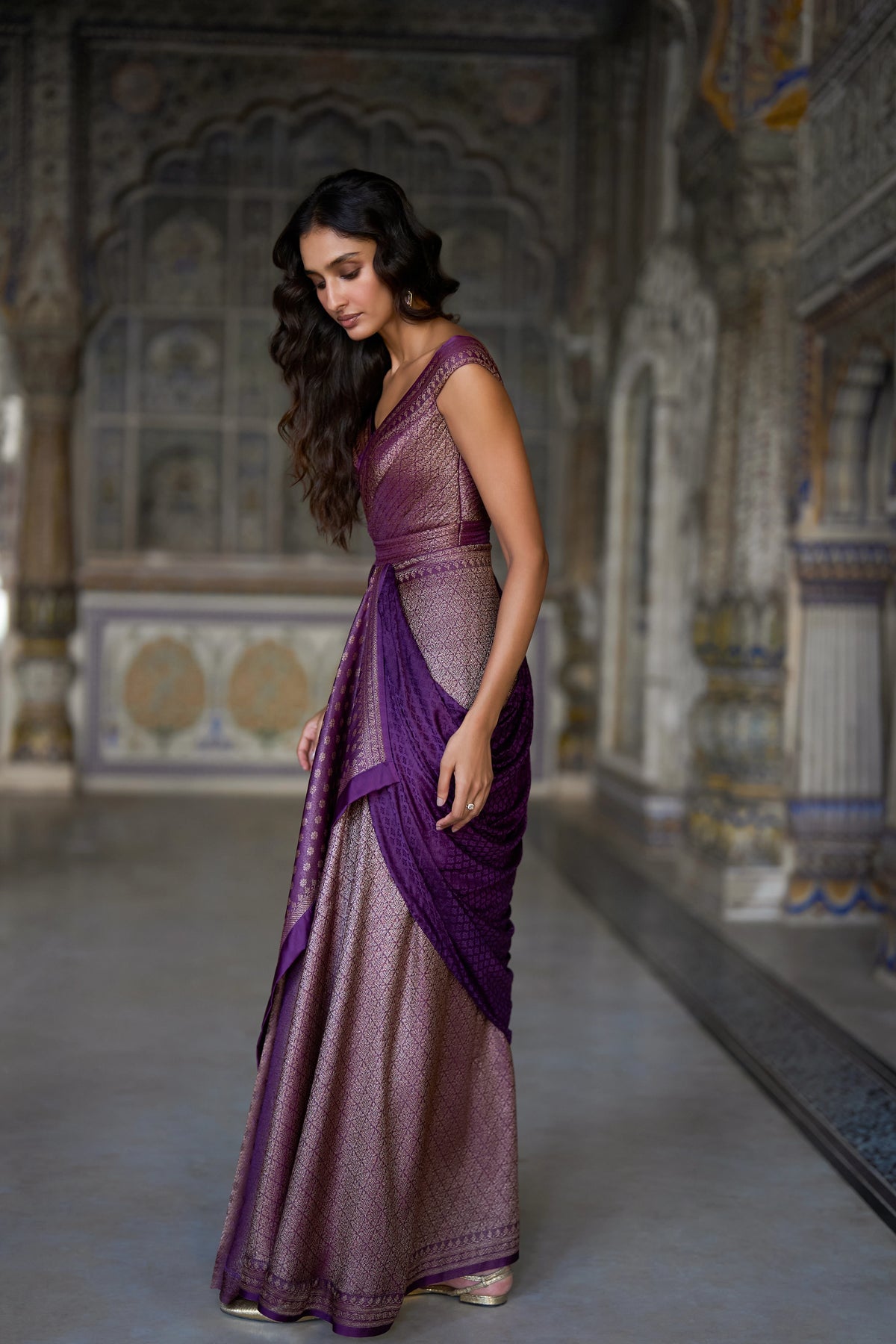 BENARES BROCADE SARI GOWN