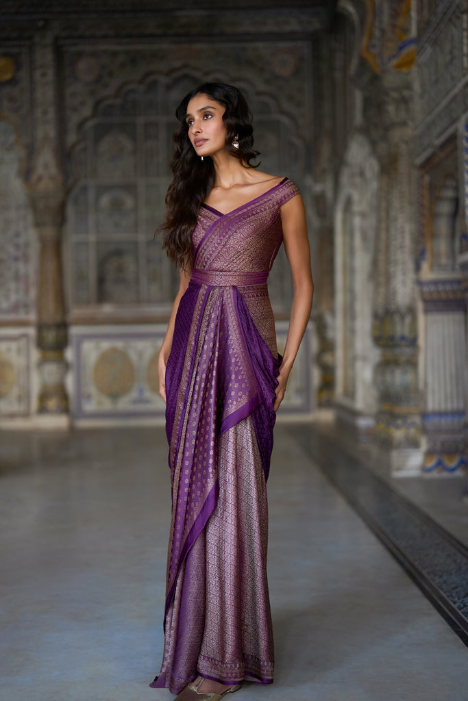 BENARES BROCADE SARI GOWN dash and dot