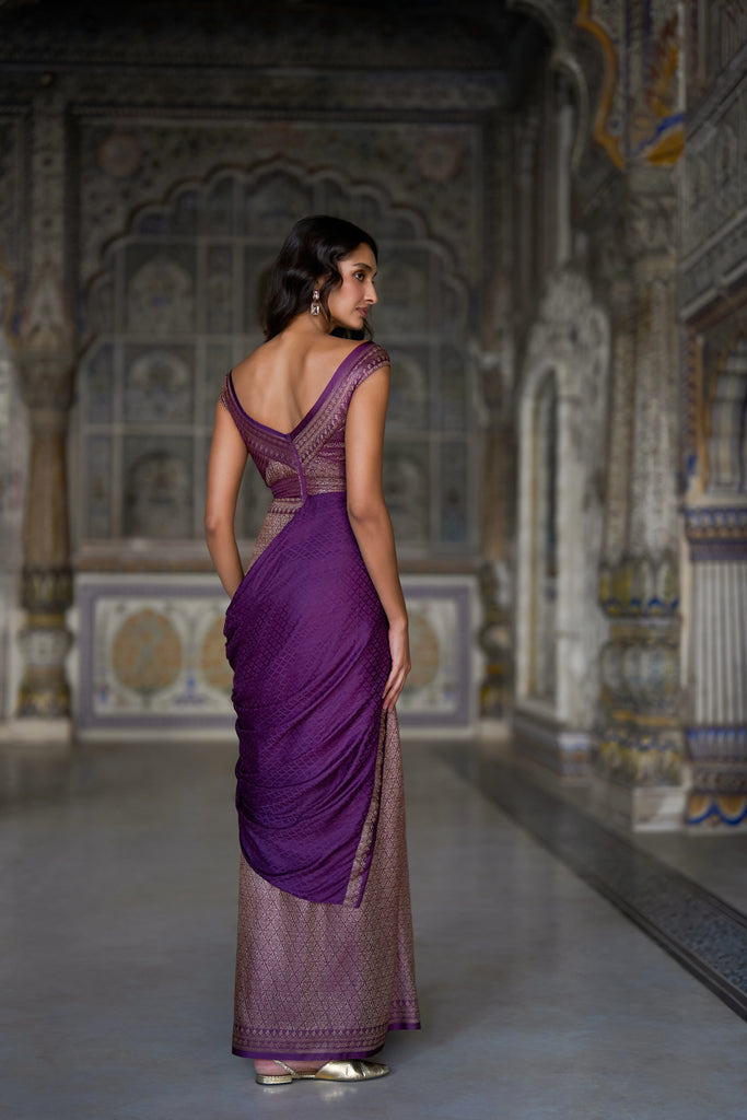 BENARES BROCADE SARI GOWN dash and dot