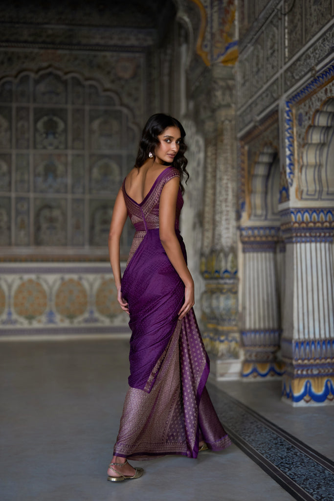 BENARES BROCADE SARI GOWN dash and dot