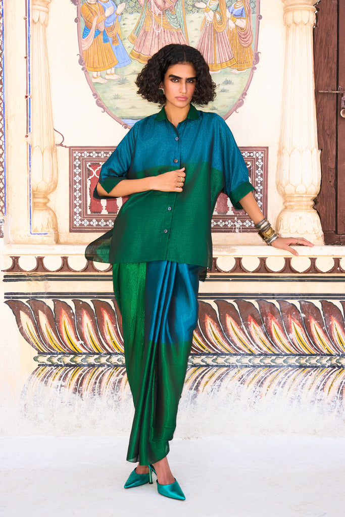 COLOUR BLOCKING BENARES TISSUE SKIRT dash and dot