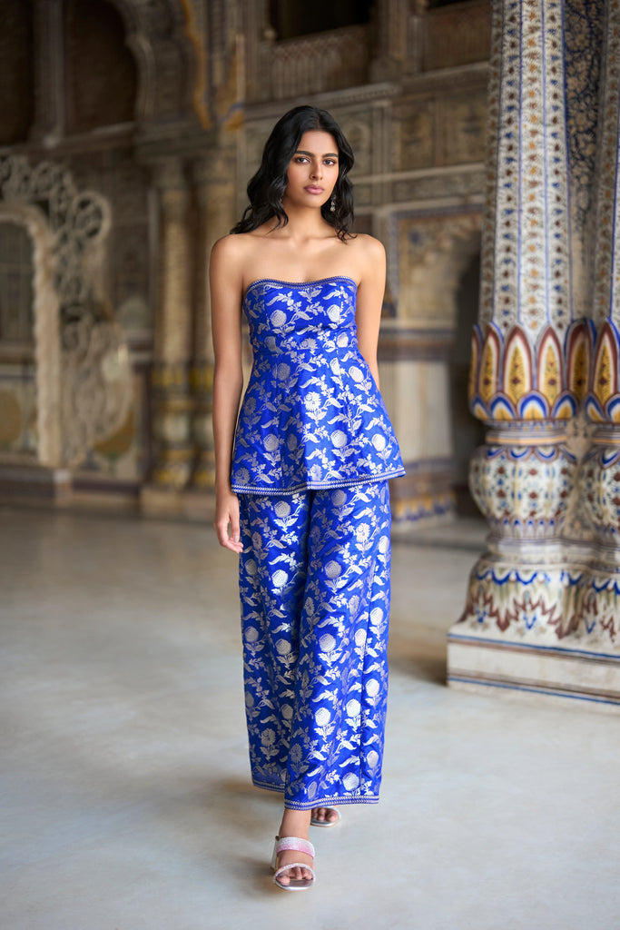BENARES BROCADE PEPLUM CORSET TOP dash and dot