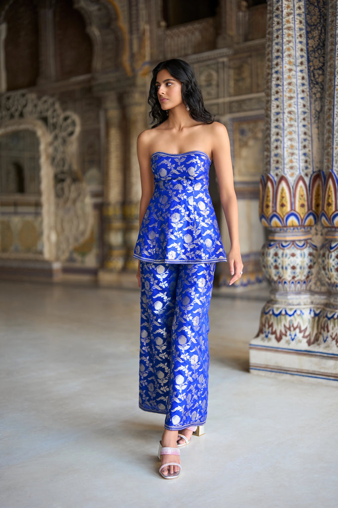 BENARES BROCADE PEPLUM CORSET TOP dash and dot