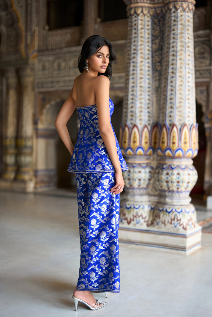 BENARES BROCADE PEPLUM CORSET TOP dash and dot