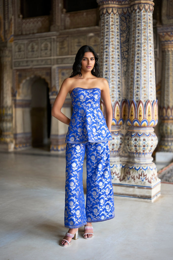 BENARES BROCADE WIDE-LEGGED PANT dash and dot