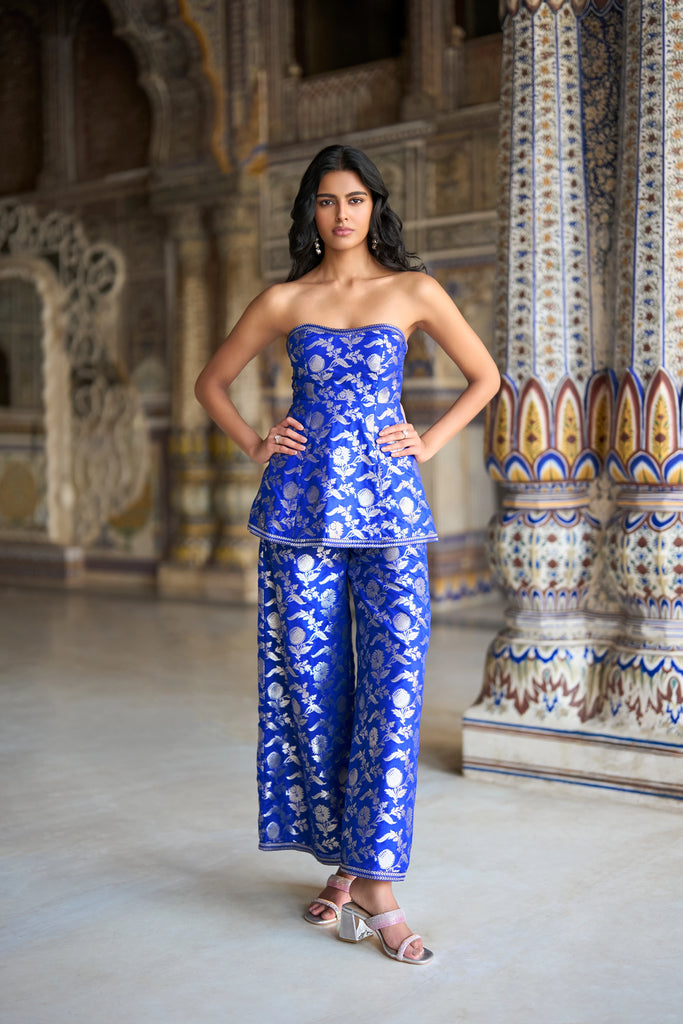 BENARES BROCADE WIDE-LEGGED PANT dash and dot