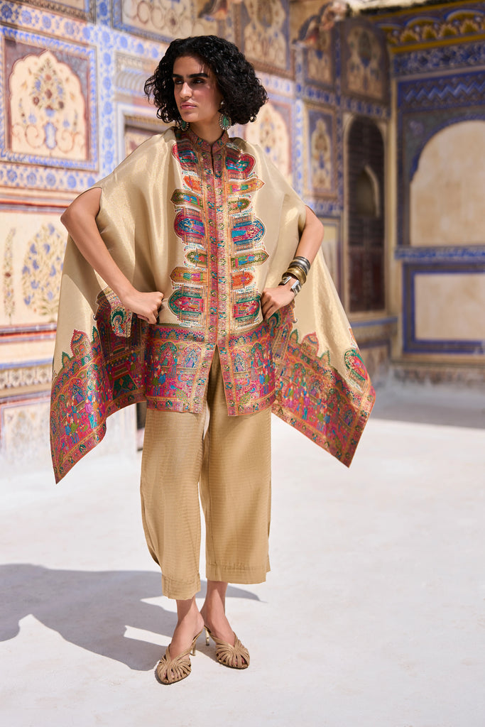 BENARES BROCADE SIDE PLEAT PANT dash and dot