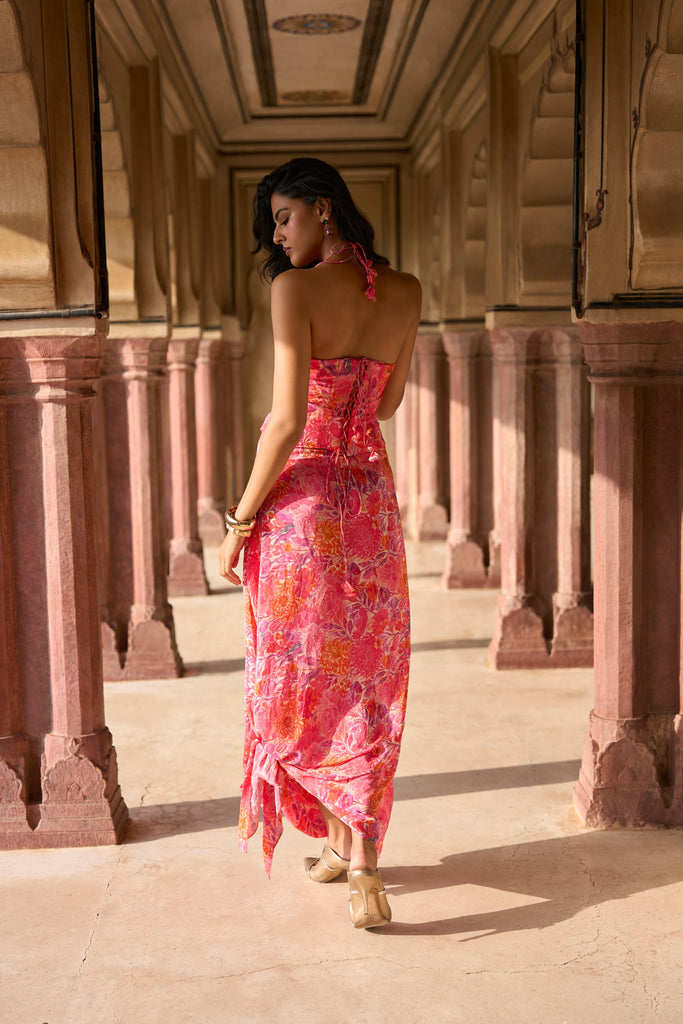 FLORAL PRINTED DRAPED SKIRT dash and dot