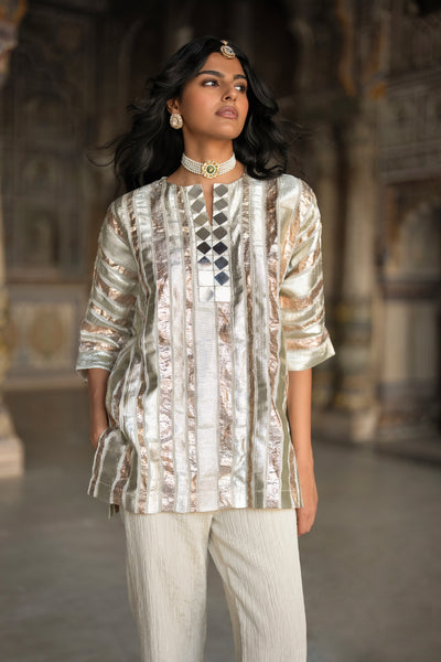 MIRRORWORK GOTA RIBBON TOP