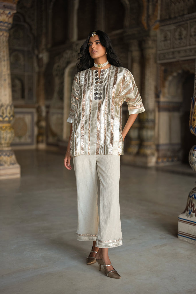 CRUSHED GOTA RIBBON PANT dash and dot