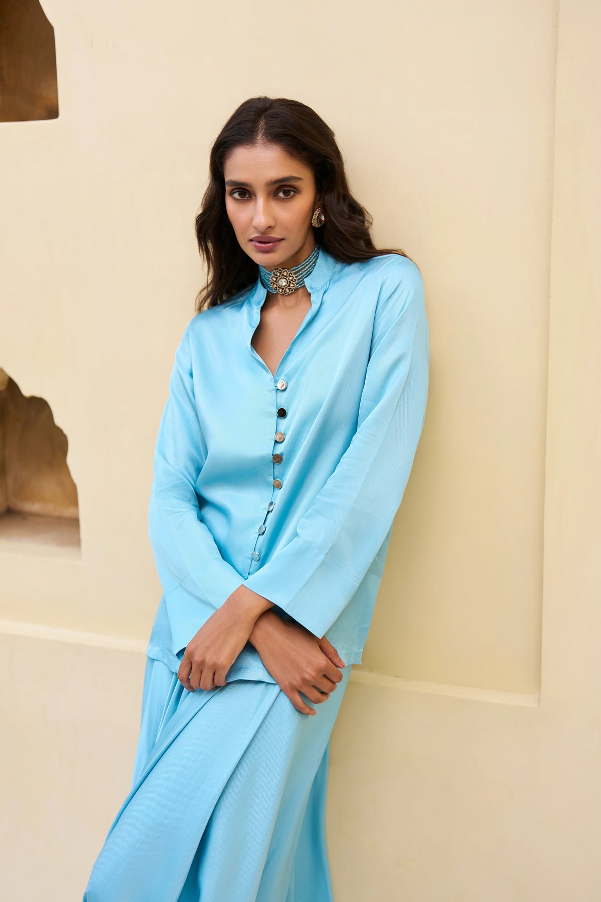TEXTURED SATIN SHIRT