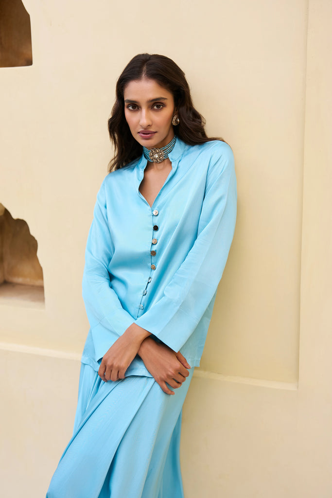 TEXTURED SATIN SHIRT dash and dot