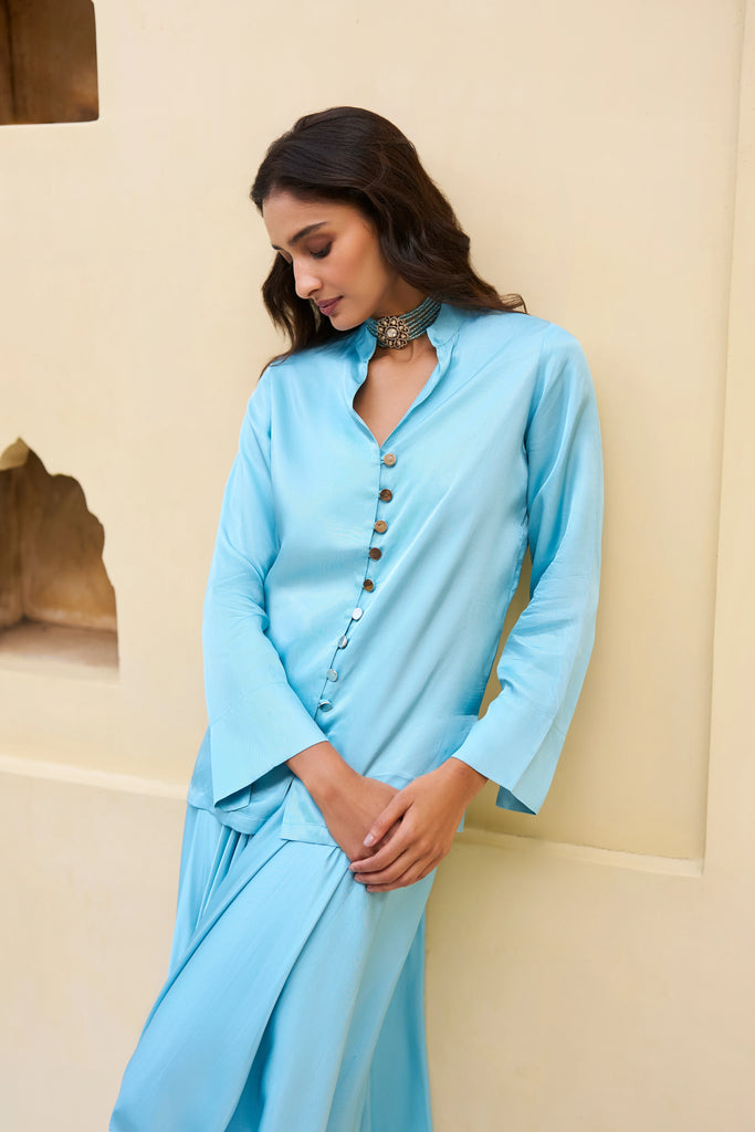 TEXTURED SATIN SHIRT dash and dot