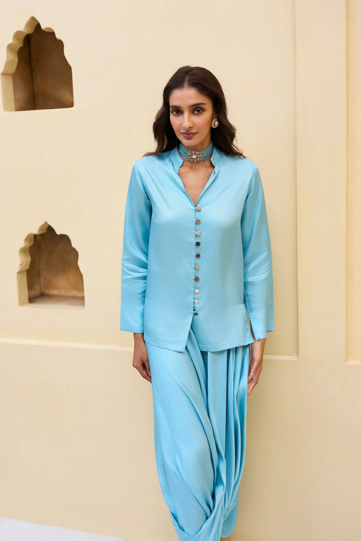 TEXTURED SATIN SHIRT