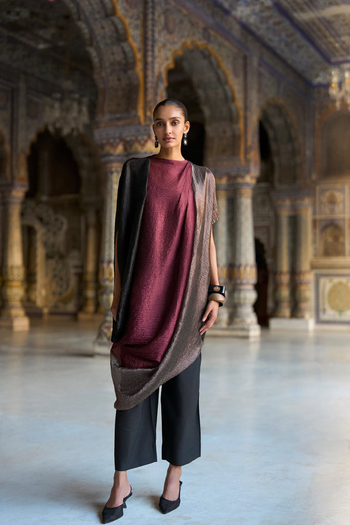 DRAPED & CRUSHED COLOUR BLOCKED TOP & STRAIGHT LEGGED PANT dash and dot