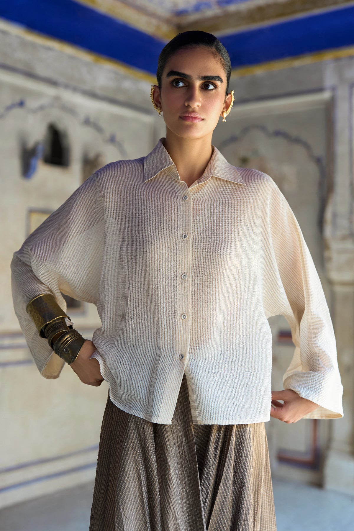 BENARES TISSUE STRUCTURED SHIRT