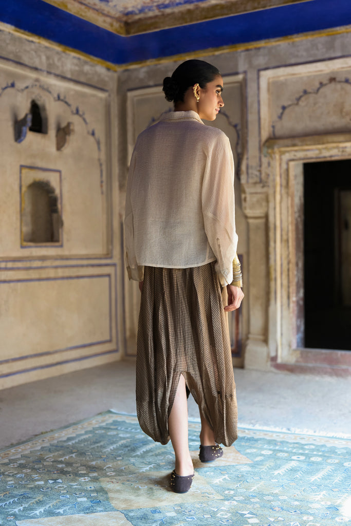 BENARES TISSUE COWL DRAPE PANT dash and dot