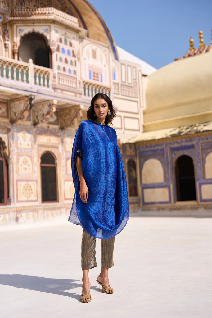CRUSHED TISUE SINGLE SLEEVE EMBROIDERED TOP & BENARES BROCADE PANT dash and dot