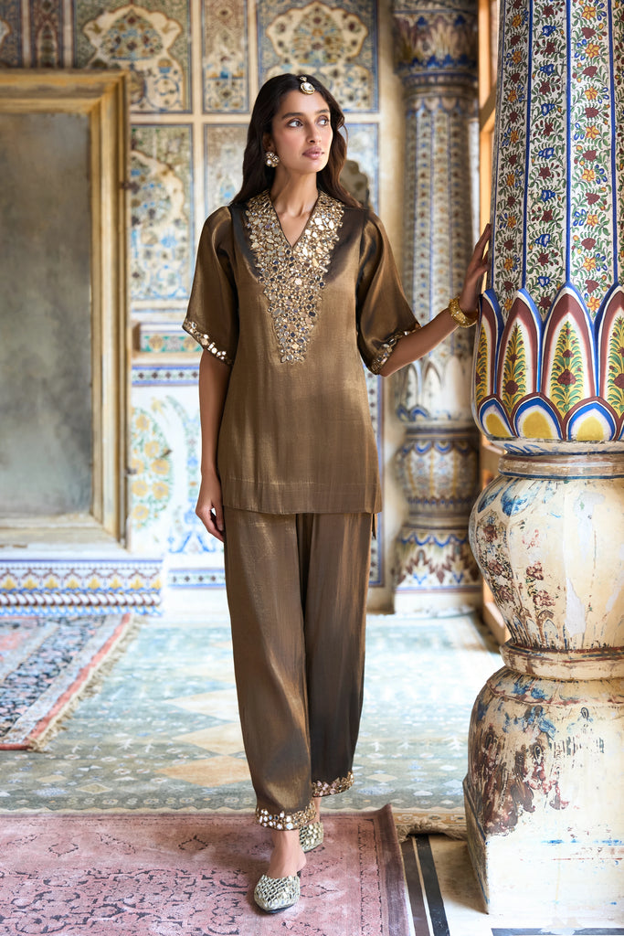 BENARES TISSUE MIRRORWORK PANT dash and dot