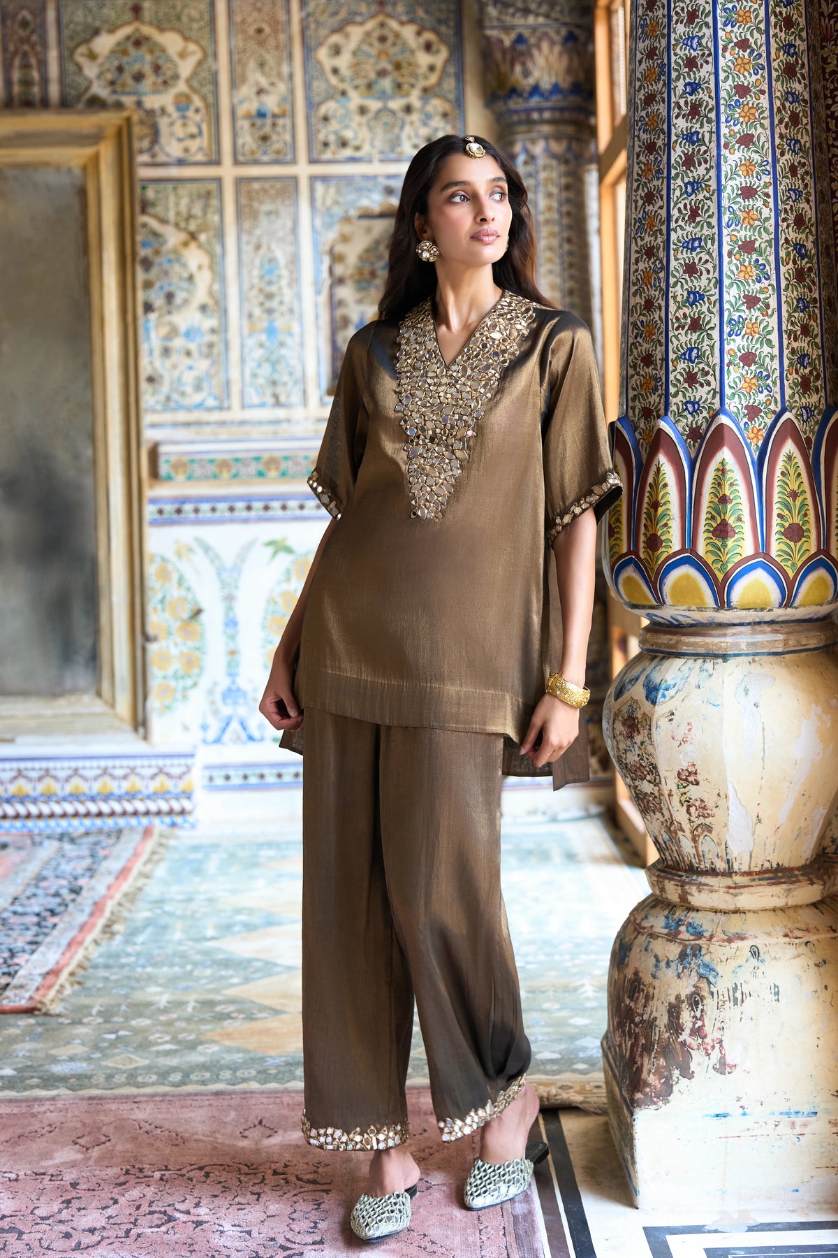 BENARES TISSUE MIRRORWORK PANT