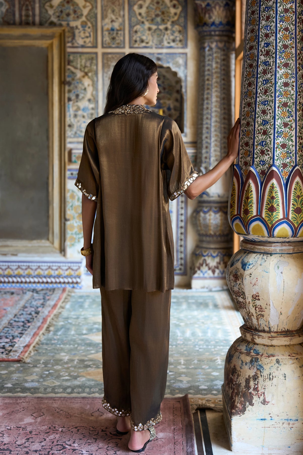 BENARES TISSUE MIRRORWORK PANT