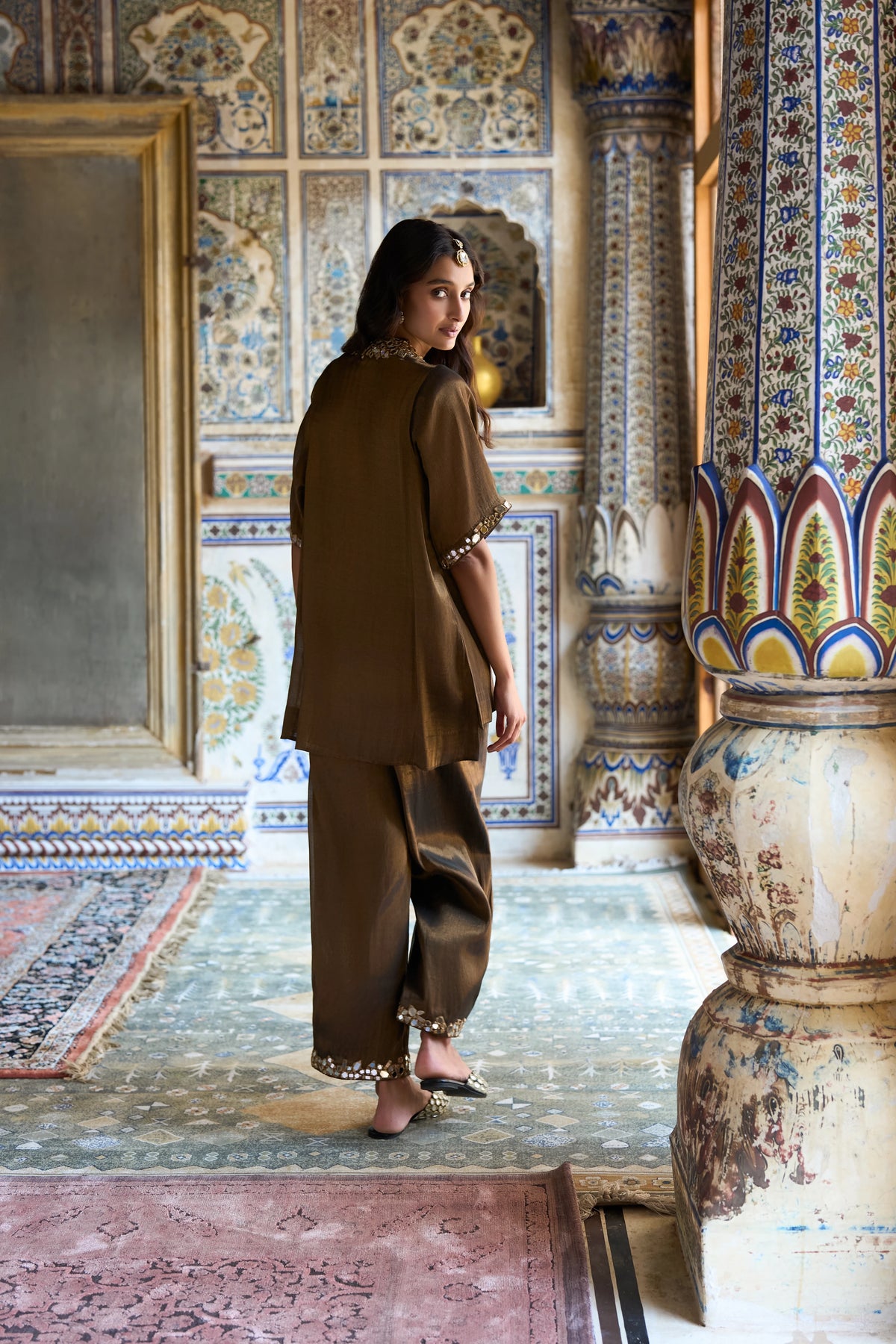 BENARES TISSUE MIRRORWORK PANT