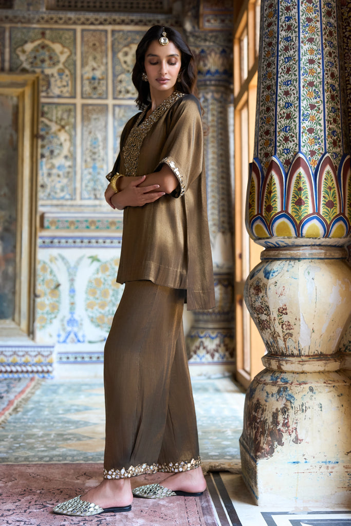 BENARES TISSUE MIRRORWORK PANT dash and dot