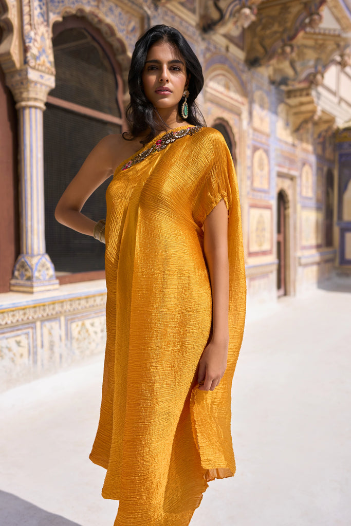 EMBELLISHED DRAPED KAFTAN DRESS dash and dot