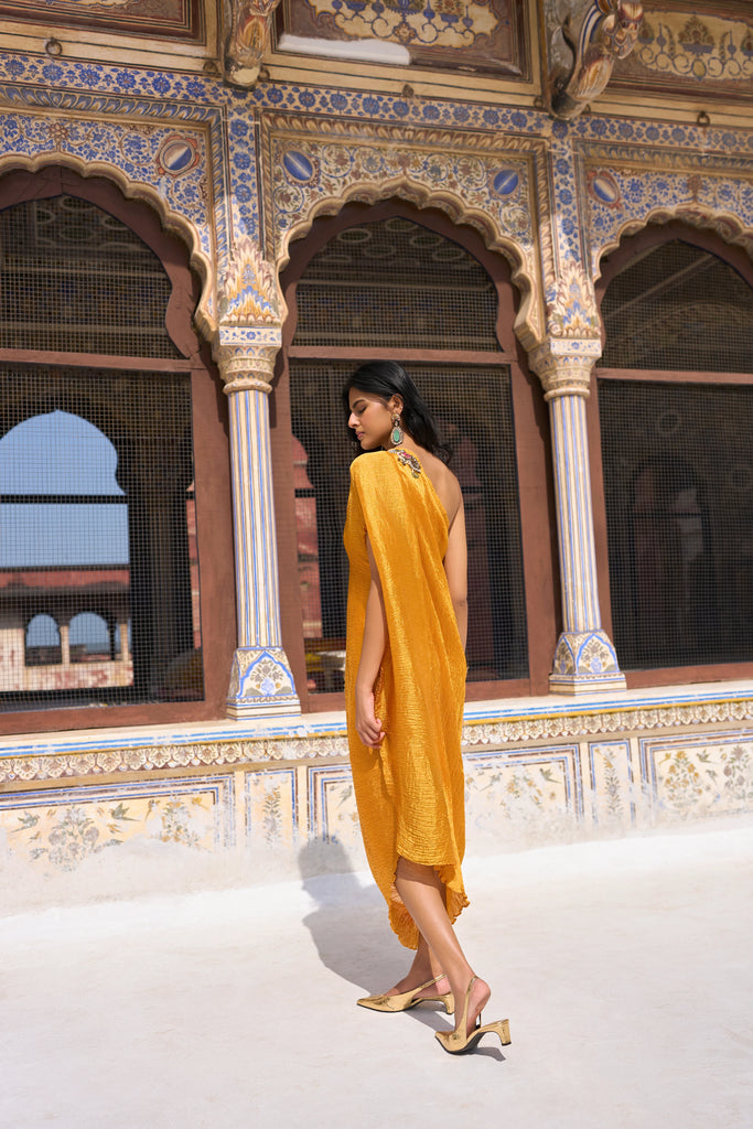 EMBELLISHED DRAPED KAFTAN DRESS dash and dot