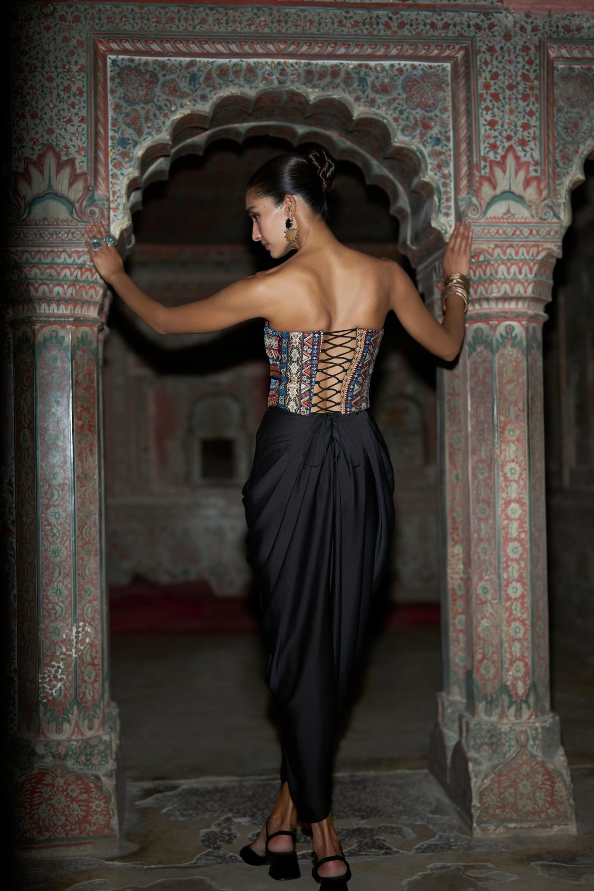 ORNAMENTAL STRIPE MULTICOLOUR CORSET TOP