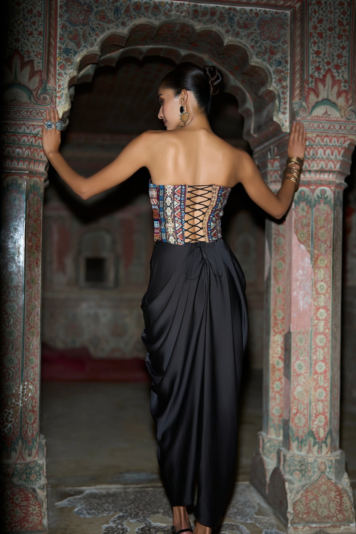 ORNAMENTAL STRIPE MULTICOLOUR CORSET TOP