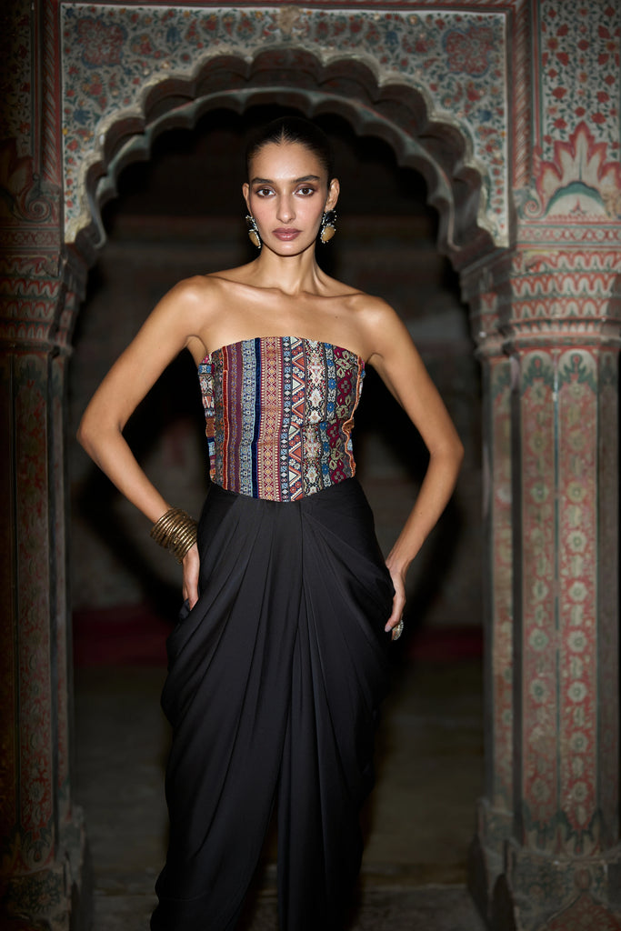 ORNAMENTAL STRIPE MULTICOLOUR CORSET TOP dash and dot