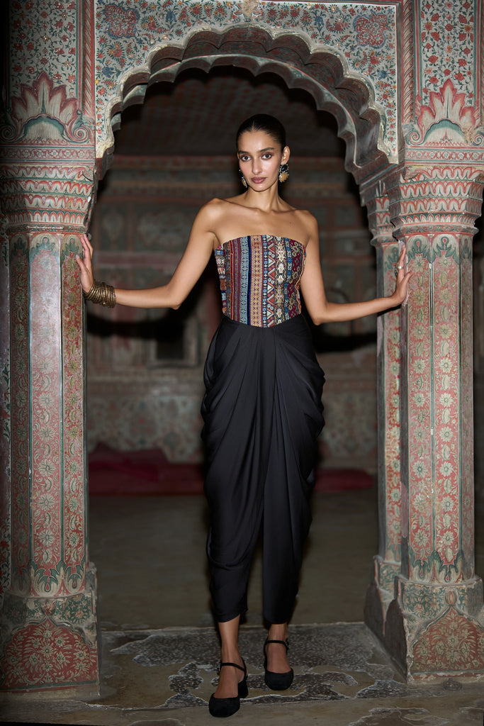 BLACK DRAPED PANT dash and dot