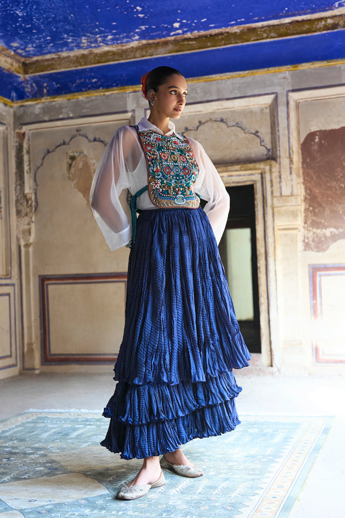 CASCADING TIERED CRUSHED MAXI SKIRT dash and dot