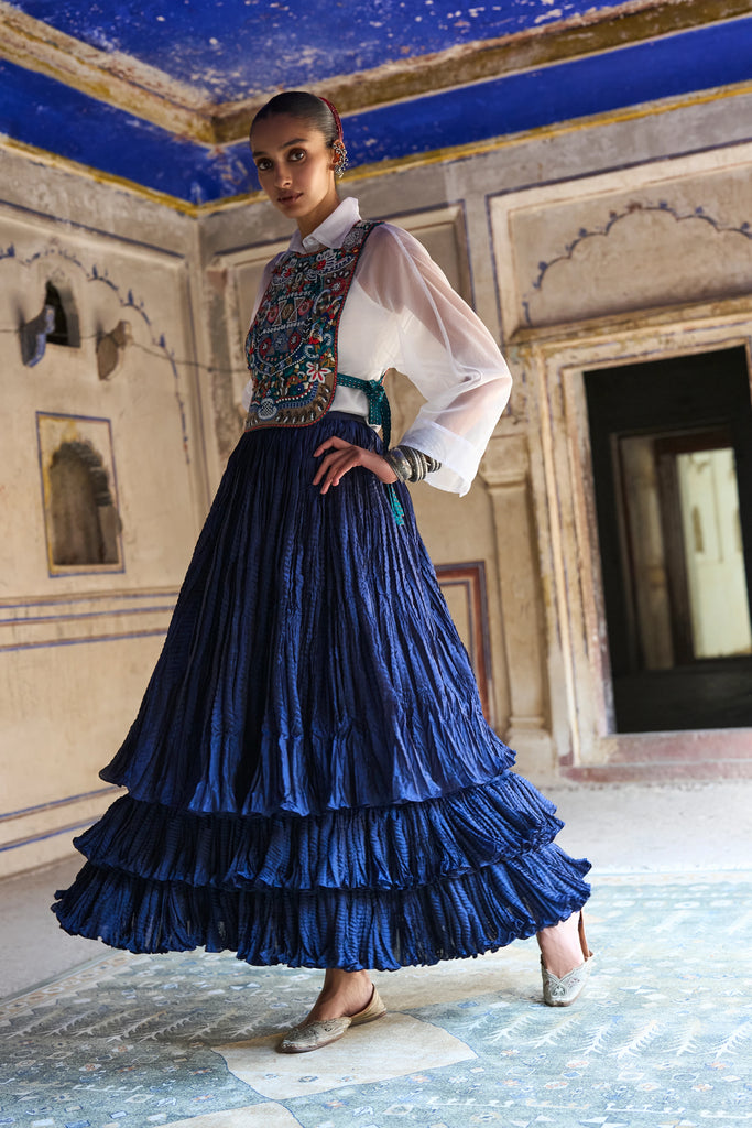 CASCADING TIERED CRUSHED MAXI SKIRT dash and dot