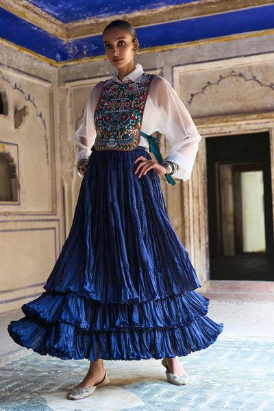 CASCADING TIERED CRUSHED MAXI SKIRT