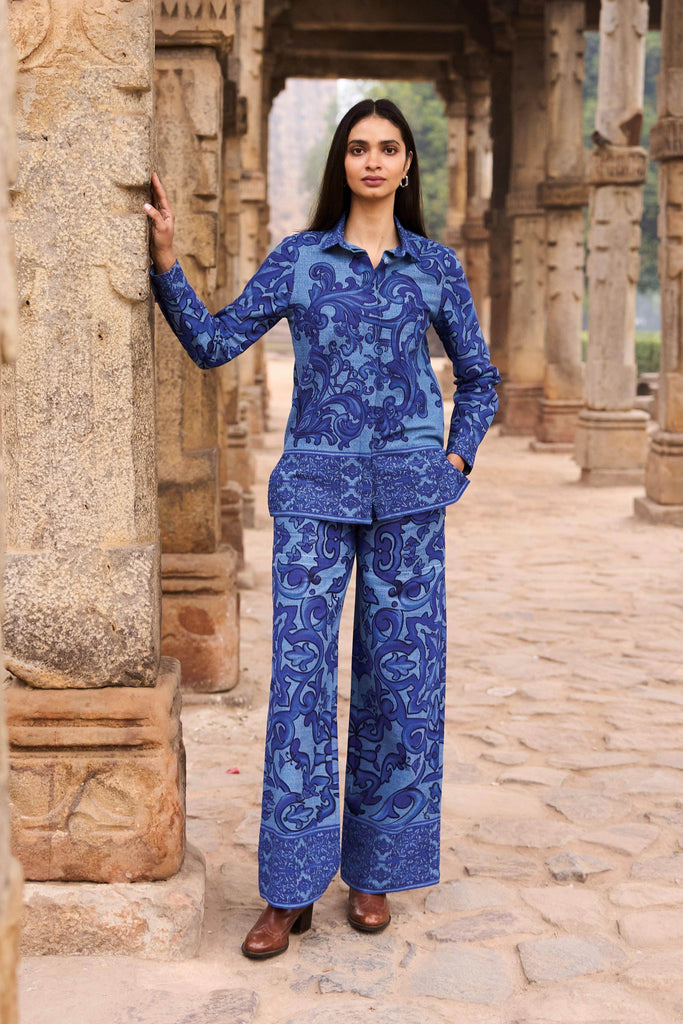 DENIM PRINTED SET - dash and dot dash and dot