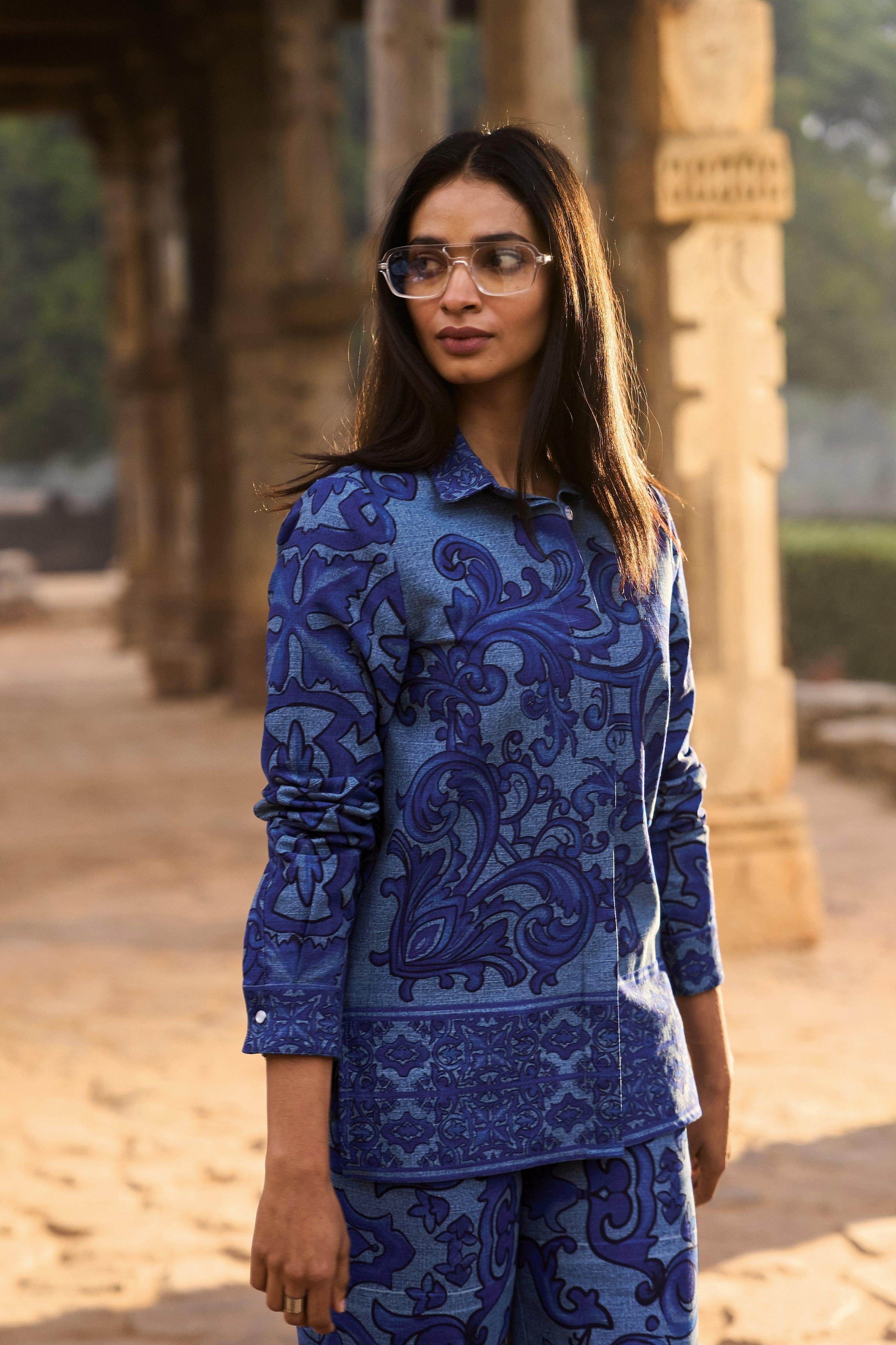 DENIM PRINTED SHIRT - dash and dot