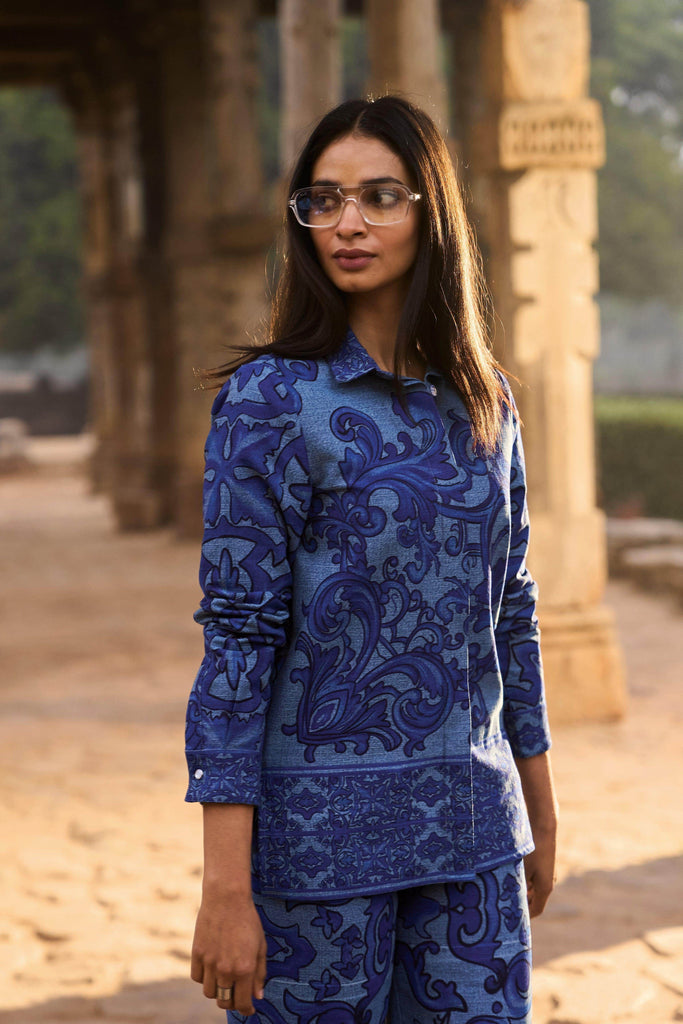 DENIM PRINTED SHIRT - dash and dot dash and dot