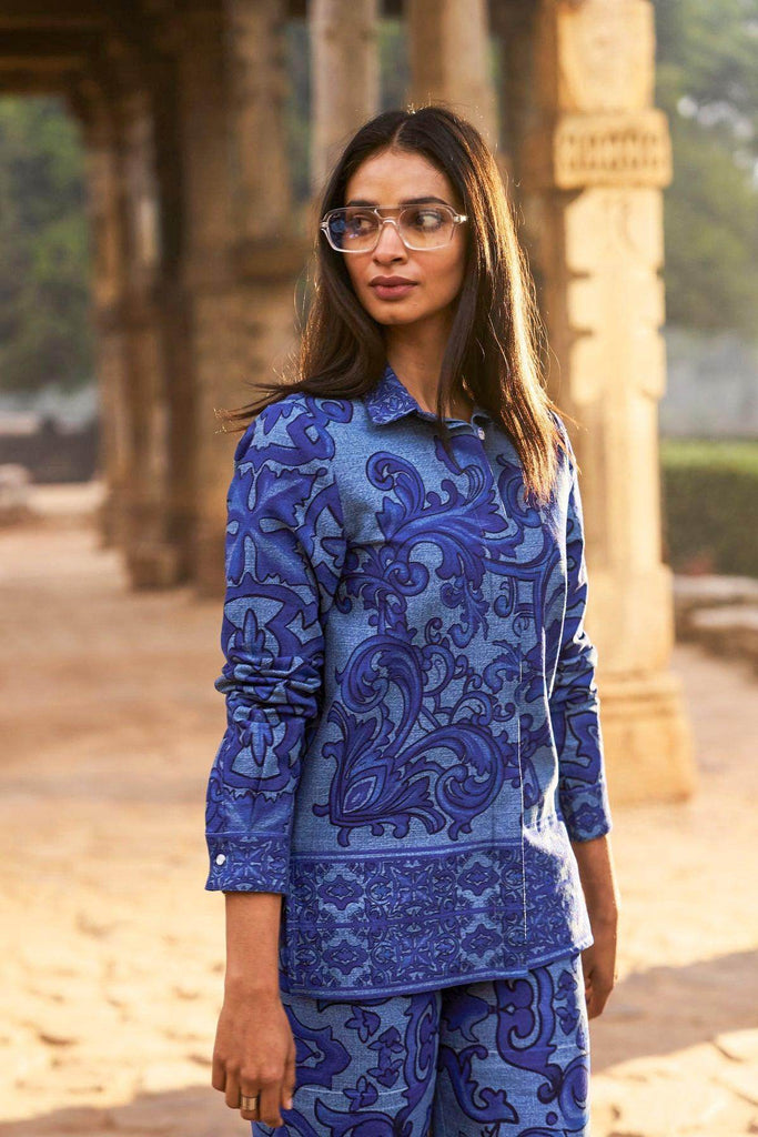 DENIM PRINTED SET - dash and dot dash and dot