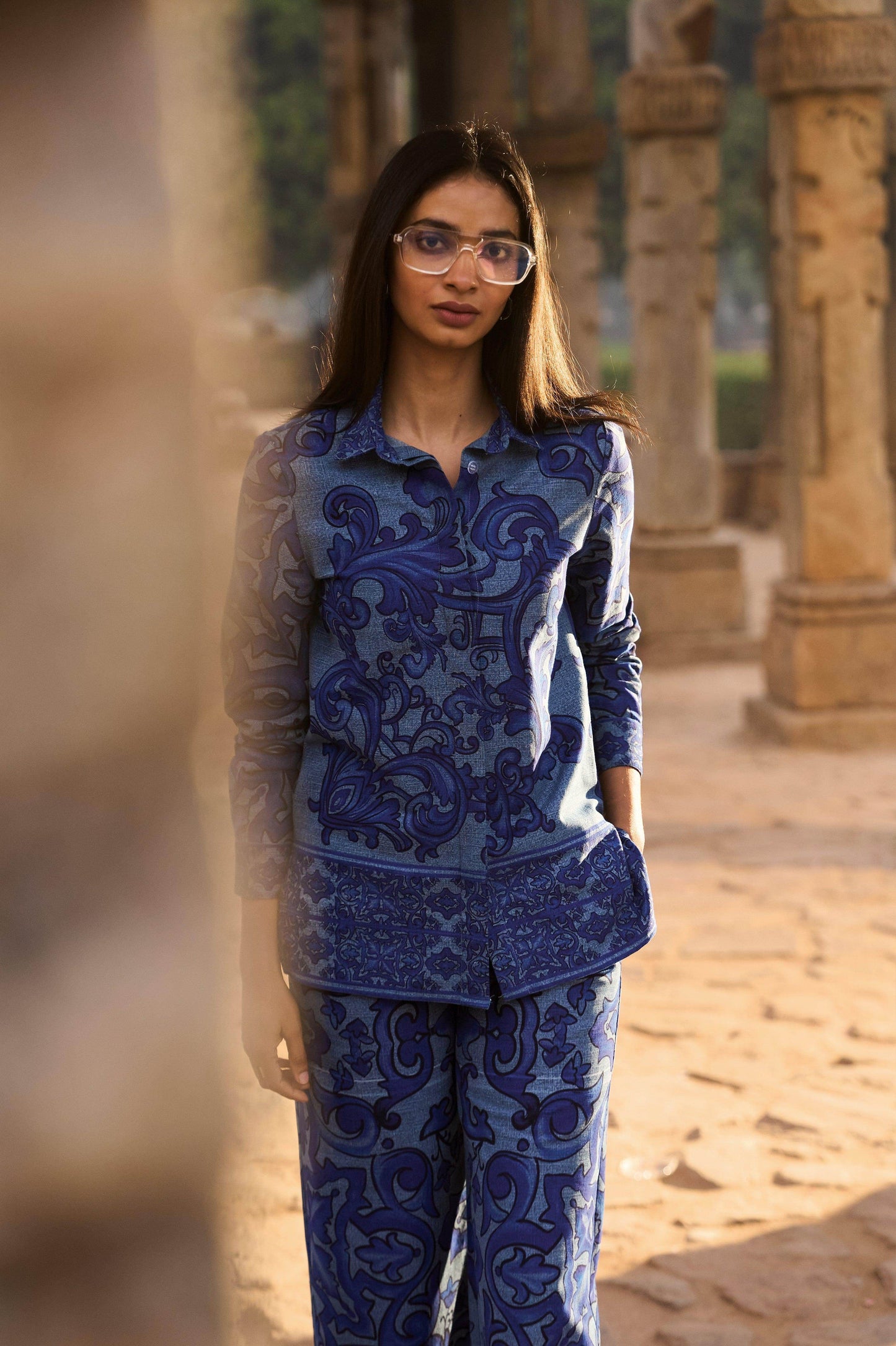 DENIM PRINTED SHIRT - dash and dot