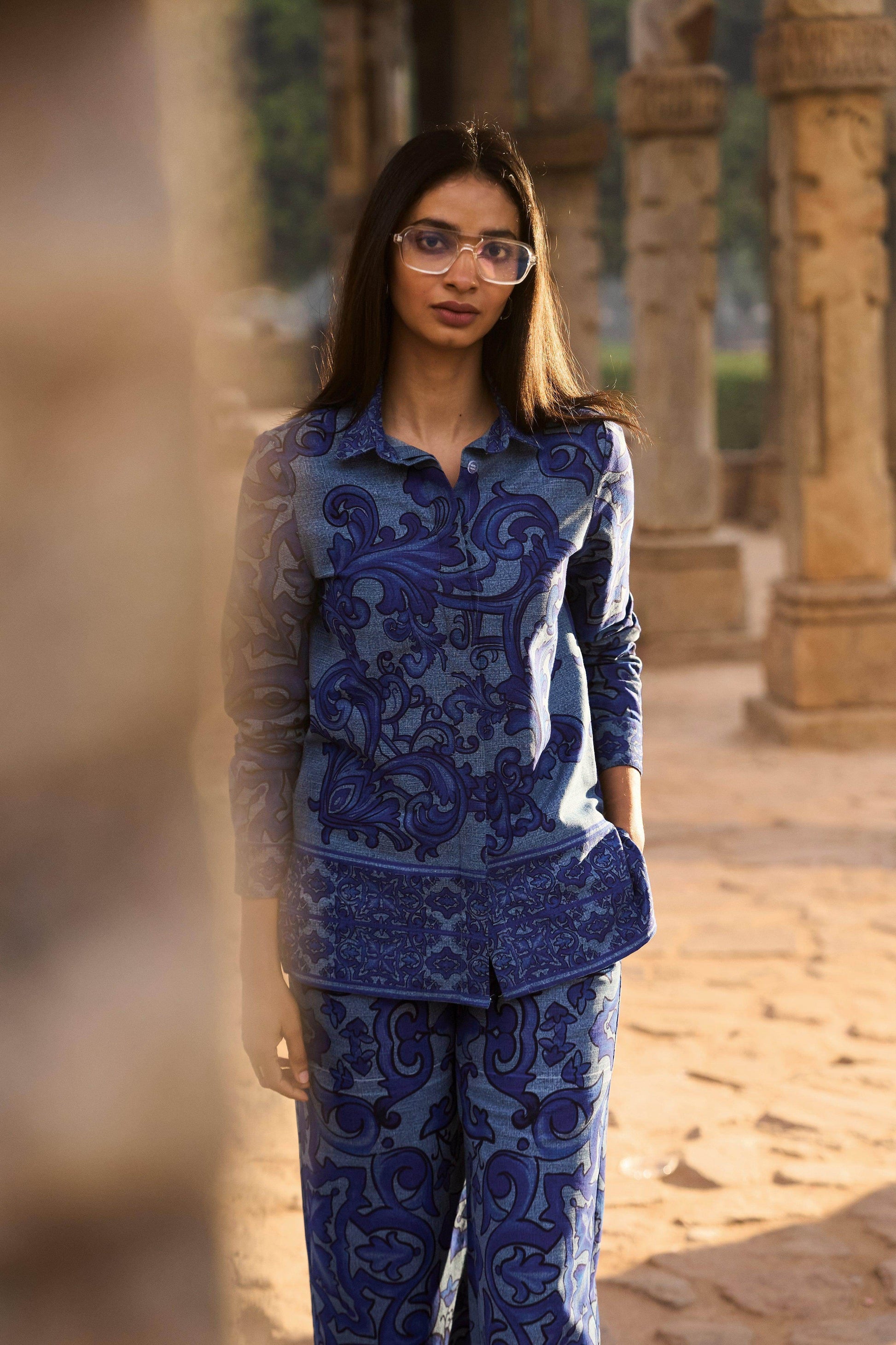 DENIM PRINTED SHIRT - dash and dot