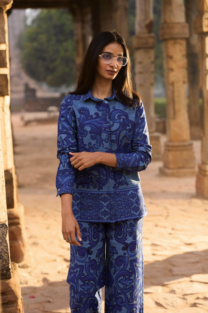 DENIM PRINTED SHIRT - dash and dot dash and dot